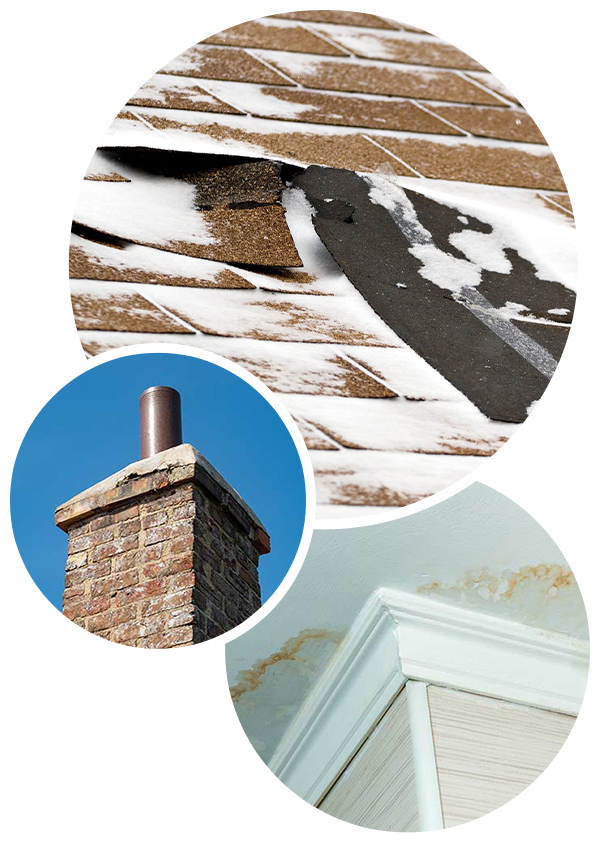 Winter Damaged Roof and Chimney Repair