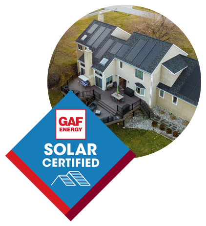 GAF Solar Shingles Residential Home Roof with GAF Badge